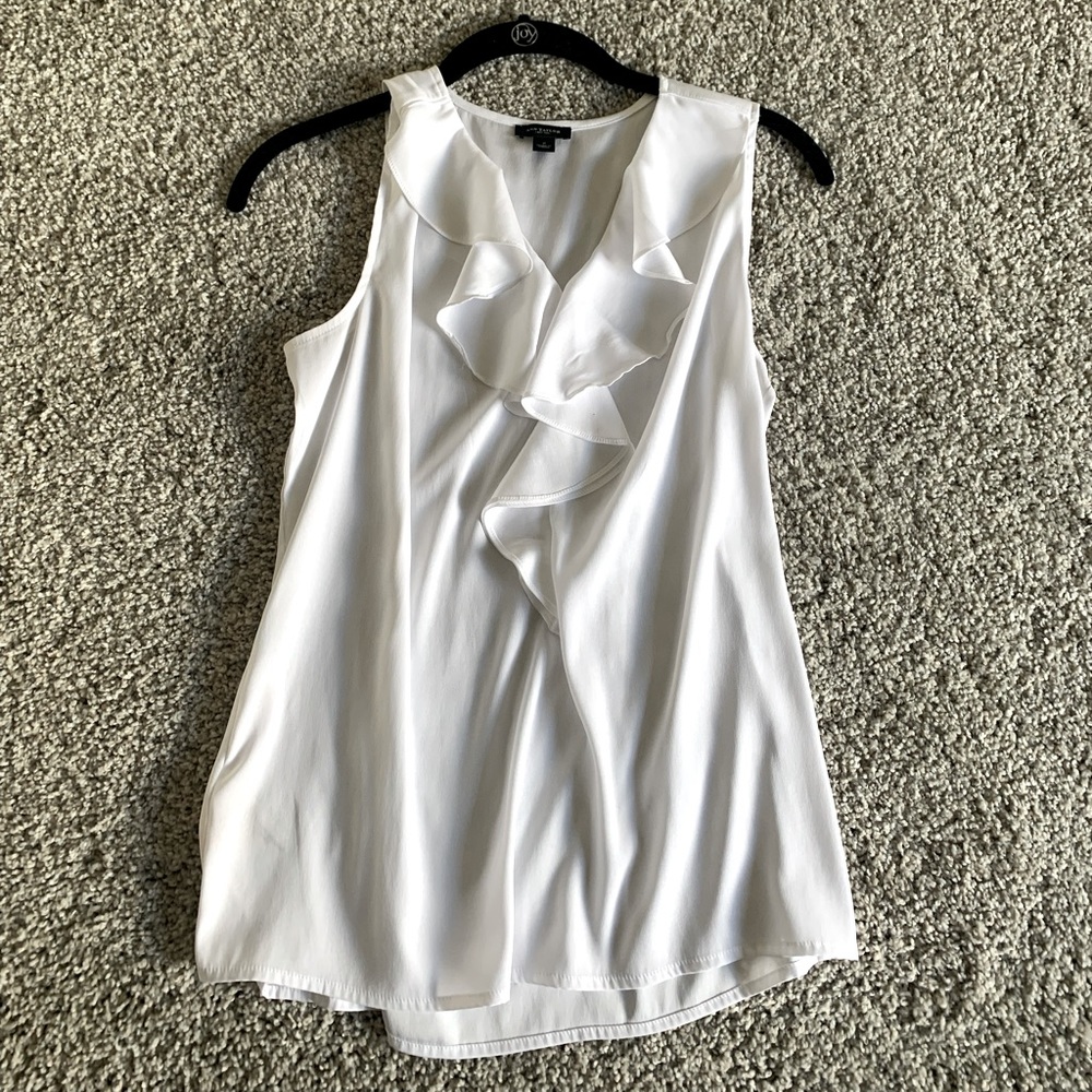 Ann Taylor White Ruffle Blouse Size 2